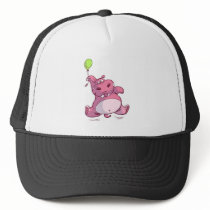 CUTE PINK HIPPO ON BALLOON MESH HATS