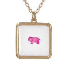 Cute pink hippo pendant
