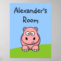 Cute Pink Hippo Print