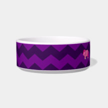 Cute pink hippo purple chevrons pet water bowls
