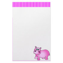 Cute Pink Hippo Stationery