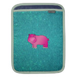 Cute pink hippo turquoise glitter sleeve for iPads
