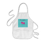 Cute pink hippo turquoise polka dots apron