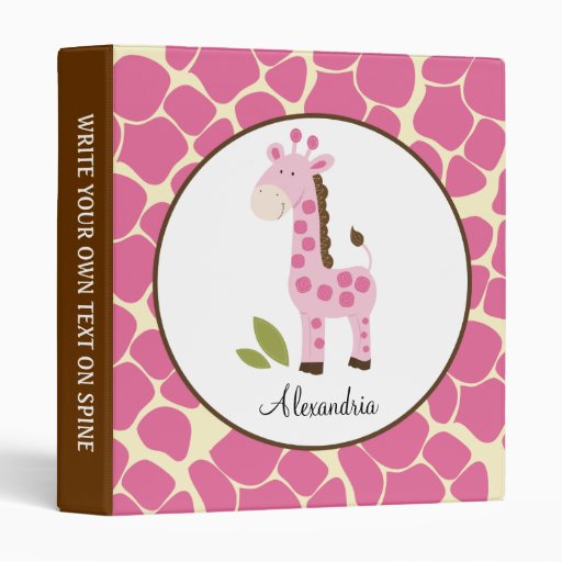 Cute Pink Jungle Giraffe Custom Avery Binder