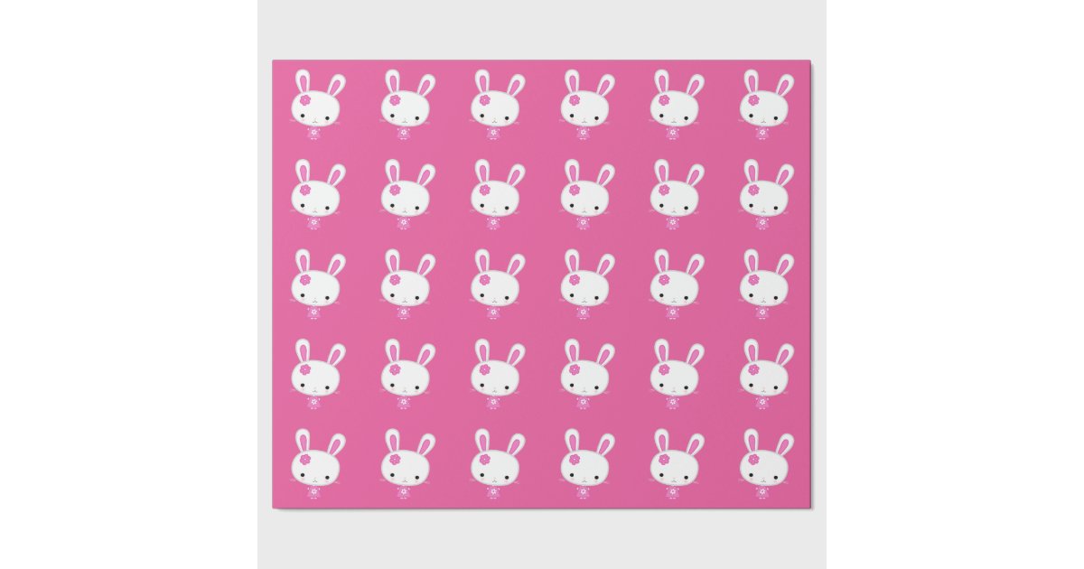 Cute Pink Kawaii Bunny Wrapping Paper Zazzle