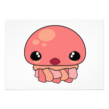 Cute Pink Kawaii Jellyfish Character Invite