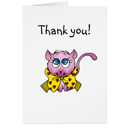 Cute pink kitten thank you card Zazzle