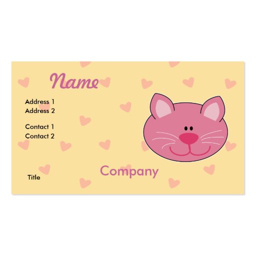 Cute Pink Kitty Cat Business Card Templates