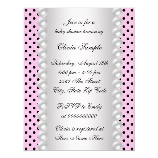 Cute Pink Ladybug Baby Girl Shower Custom Invites