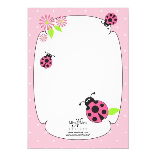 Cute Pink Ladybug Invitation