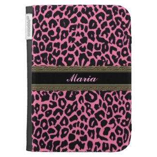 Cute Pink Leopard Personalized Kindle Case