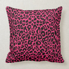 Cute Pink Leopard Print Cotton Throw Pillow
