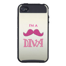 Cute Pink Mustache& Pearls Diva Cover For iPhone 4