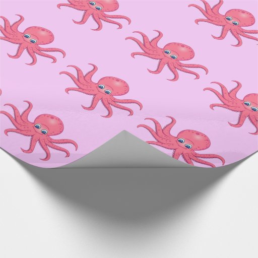 Cute Pink Octopus Wrapping Paper Zazzle