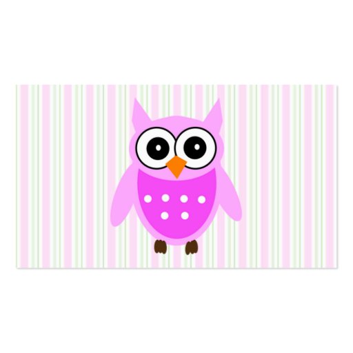 Cute Pink Owl Calling Card Business Cards (back side)