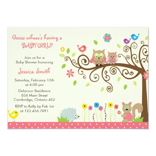 Pink Owl Girl Baby Shower Invitations 4.5quot; X 6.25quot; Invitation Card Pink Owl Girl Baby Shower Invitations 4.5quot; X 6.25quot; Invitation Card