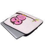 Cute Pink Owl Laptop Computer Sleeve