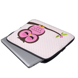 Cute Pink Owl Laptop Computer Sleeve