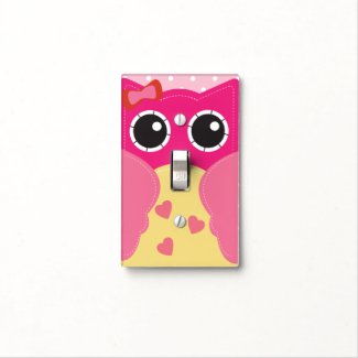 Cute Pink Owl Light Switch Cover