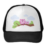 Cute Pink Owl Mom and Baby Mesh Hats