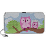 Cute Pink Owl Mom and Baby Portable Speaker
