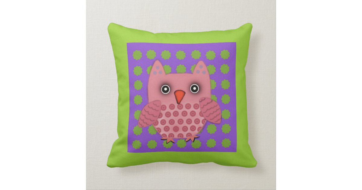 Cute Pink Owl Pillow Zazzle