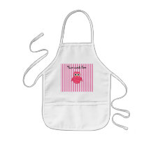 Cute pink owl stripes apron