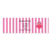 Cute pink owl stripes business card templates