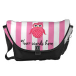 Cute pink owl stripes messenger bag