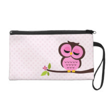Cute Pink Owl Wristlets
