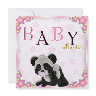 Cute Pink Panda Bear Baby Shower Invite