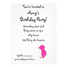 Cute pink penguin announcements