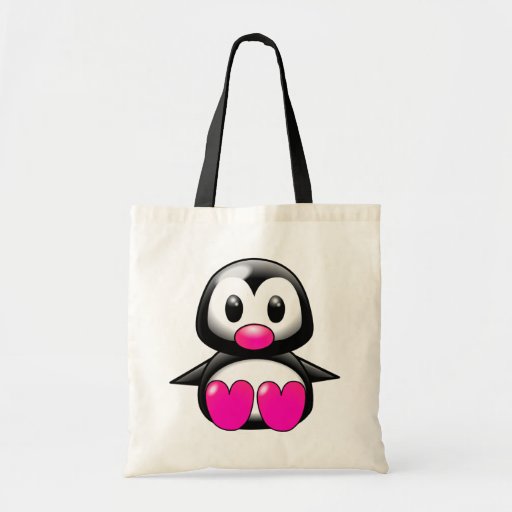 Cute Pink Penguin Canvas Bags