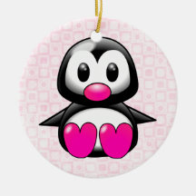 Cute Pink Penguin Christmas Tree Ornament