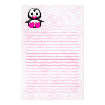 Cute Pink Penguin Customized Stationery