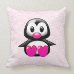 Cute Pink Penguin Throw Pillows