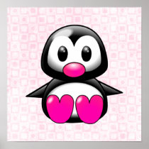 Cute Pink Penguin posters