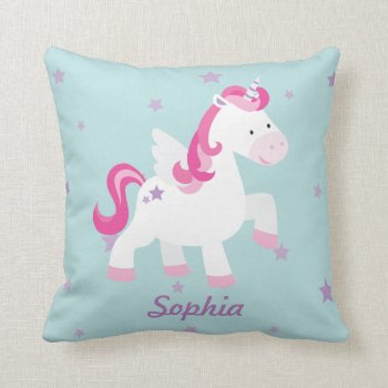 Cute Pink Personalized Magical Unicorn Pillow