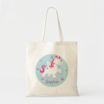 Cute Pink Personalized Magical Unicorn Tote Bag