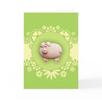 Cute Pink Pig Greeting Card