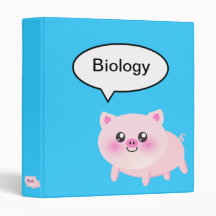 Cute Pink Pig on Black Binders