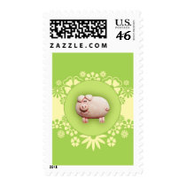 Cute Pink Pig Postage Stamps