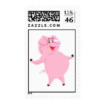 Cute Pink Pig Postage Stamps
