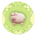 Cute Pink Pig stickers by Minisculptures Cute Pink Pig stickers