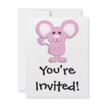 cute pink polka dot mousey mouse custom invitations