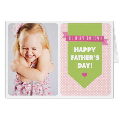 Cute Pink Polka Dots | Photo Father's Day Card