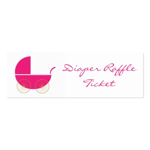 Cute Pink Pram Diaper Raffle Ticket - Skinny Card Business Card (front side)