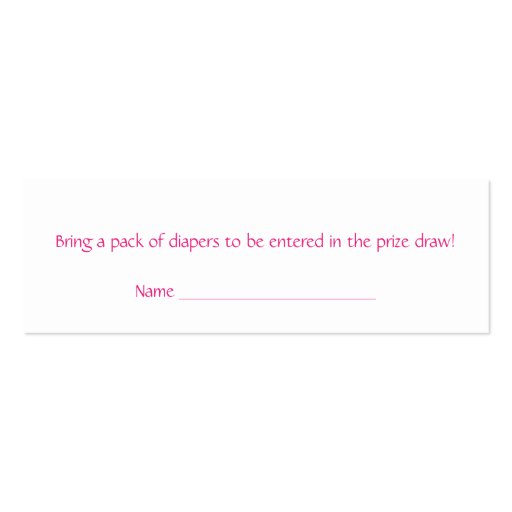 Cute Pink Pram Diaper Raffle Ticket - Skinny Card Business Card (back side)