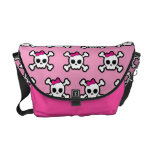 cute pink punk skull and crossbones pattern courier bags