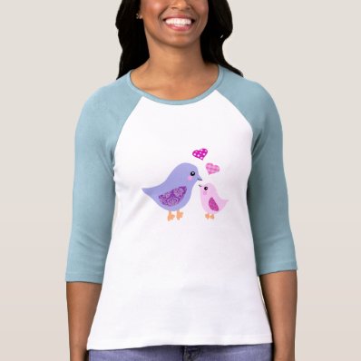 Cute pink & purple mother and child birds t shirts